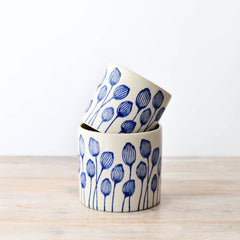 Stoneware Blue leaf Planter, 14cm
