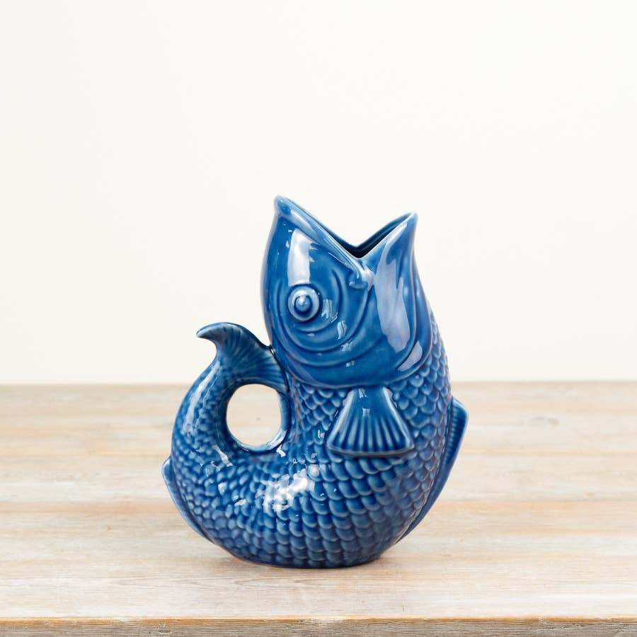 Blue Fish Jug Vase, 24.7cm