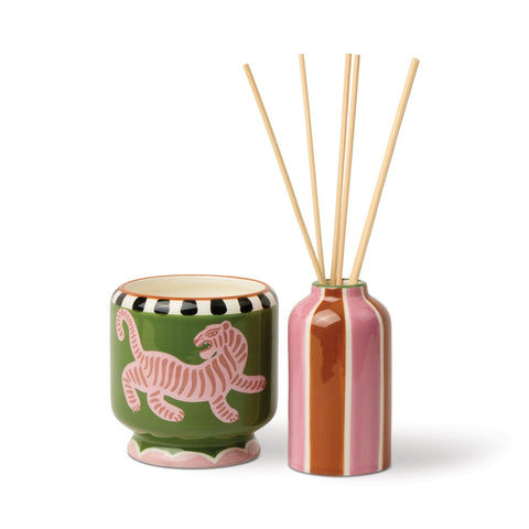 A Dopo 4fl oz./118ml  Tiger Ceramic Diffuser - Black Cedar & Fig