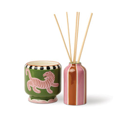 A Dopo 4fl oz./118ml  Tiger Ceramic Diffuser - Black Cedar & Fig