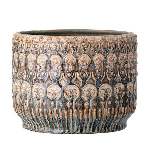 Large stone embossed flower pot