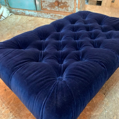 Dark Blue Velvet Footstool