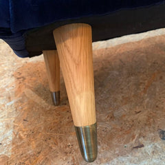 Dark Blue Velvet Footstool