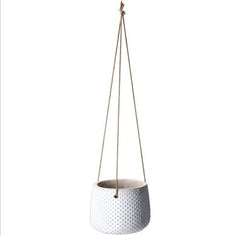 White Dimple Stone Hanging Pot Small
